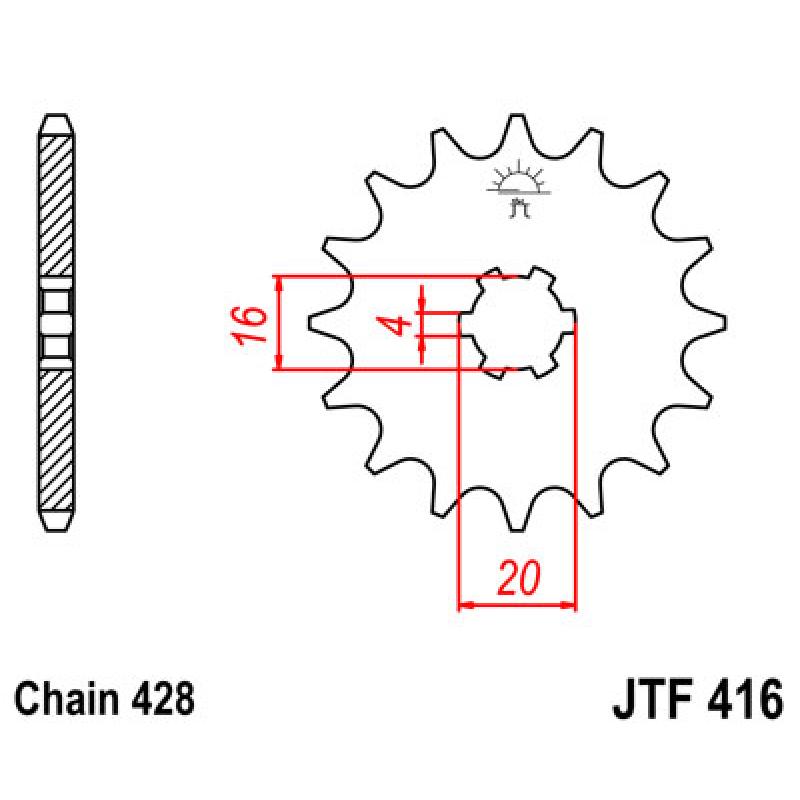 Купить Звездочка передняя JT Sprockets (шаг 428 ) JT JTF416